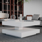 Tavolino da salotto con doppio piano quadrato girevole bianco 67x67 cm Monolith