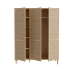 Armadio 3 ante frontali effetto rattan intrecciato colore rovere 165x52x208H Livia