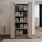Meuble à chaussures 2 portes avec compartiments coloris cachemire 74x181H cm - Magika