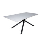 Tavolo fisso con piano effetto marmo bianco e struttura in metallo nero stile Shangai 180x90 Corveo