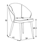 Set 2 sedie imbottite in tessuto grigio cenere con gambe nere Patya
