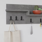 Portemanteau mural avec étagères et 5 crochets Harmon couleur gris rétro