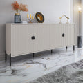 Sideboard mit 4 Türen und geriffelten Fronten, Kaschmir matt 203.4x49x87.4H cm - Blast