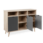 Sideboard 120x88,5h cm mit 3 Türen, Eiche und Anthrazit und Grau - Epik 51