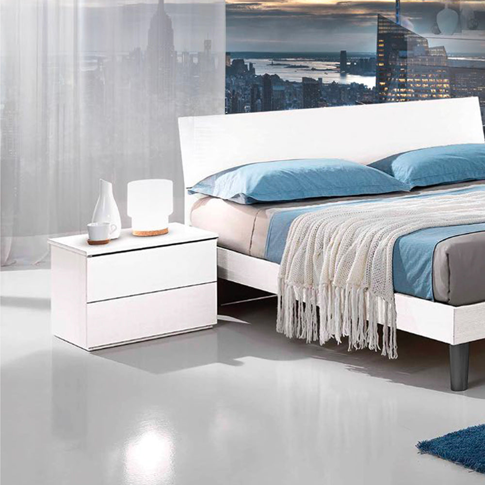 Comodino con 2 cassetti colore bianco 49x41H cm - Manitoba