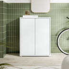 Meuble multi-usage 2 portes coloris gris clair 74.5x35x99 Medea
