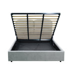 Letto matrimoniale con contenitore in tessuto colore grigio chiaro - Sofaback