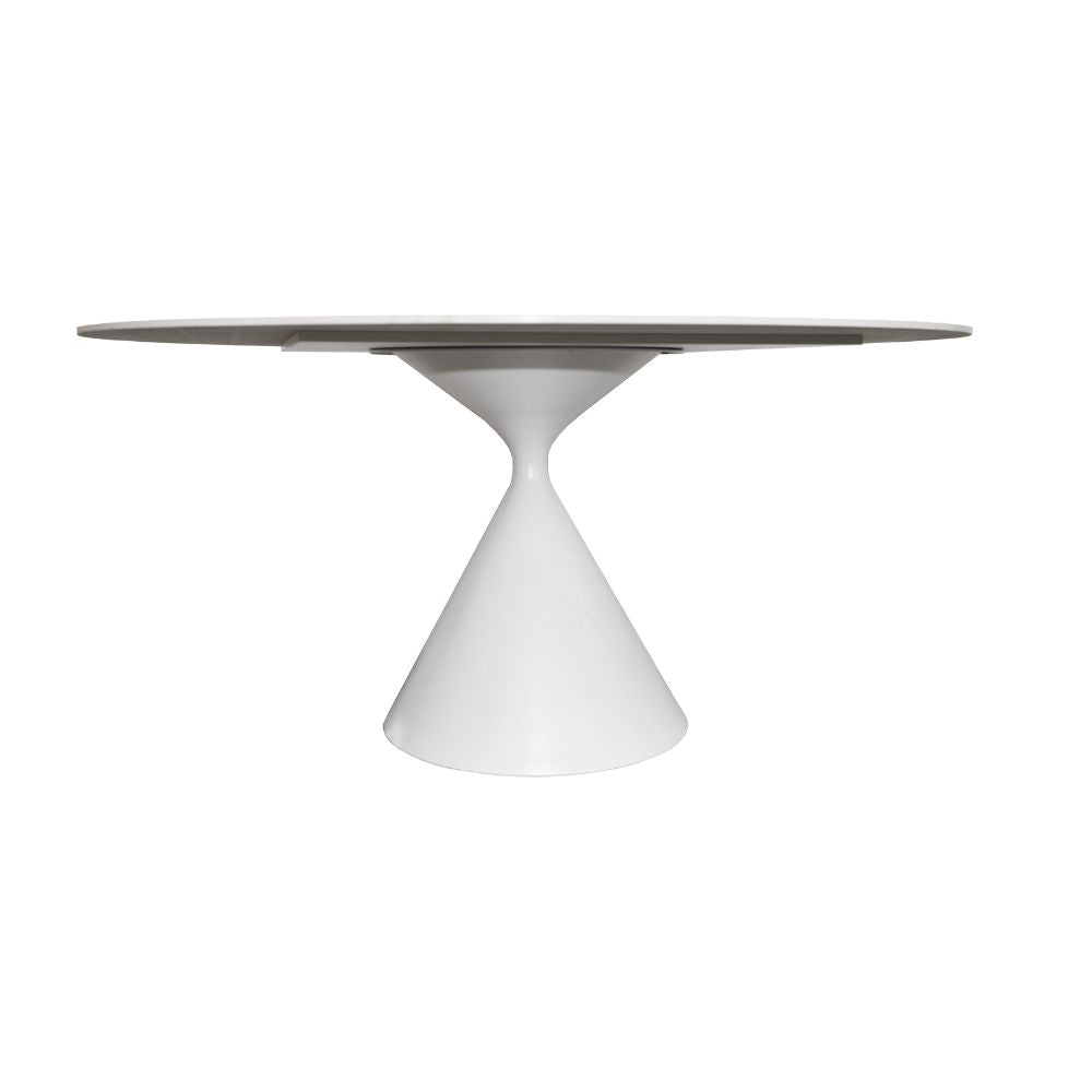 Tavolo rotondo con piano effetto marmo bianco 150x150x76H Punto
