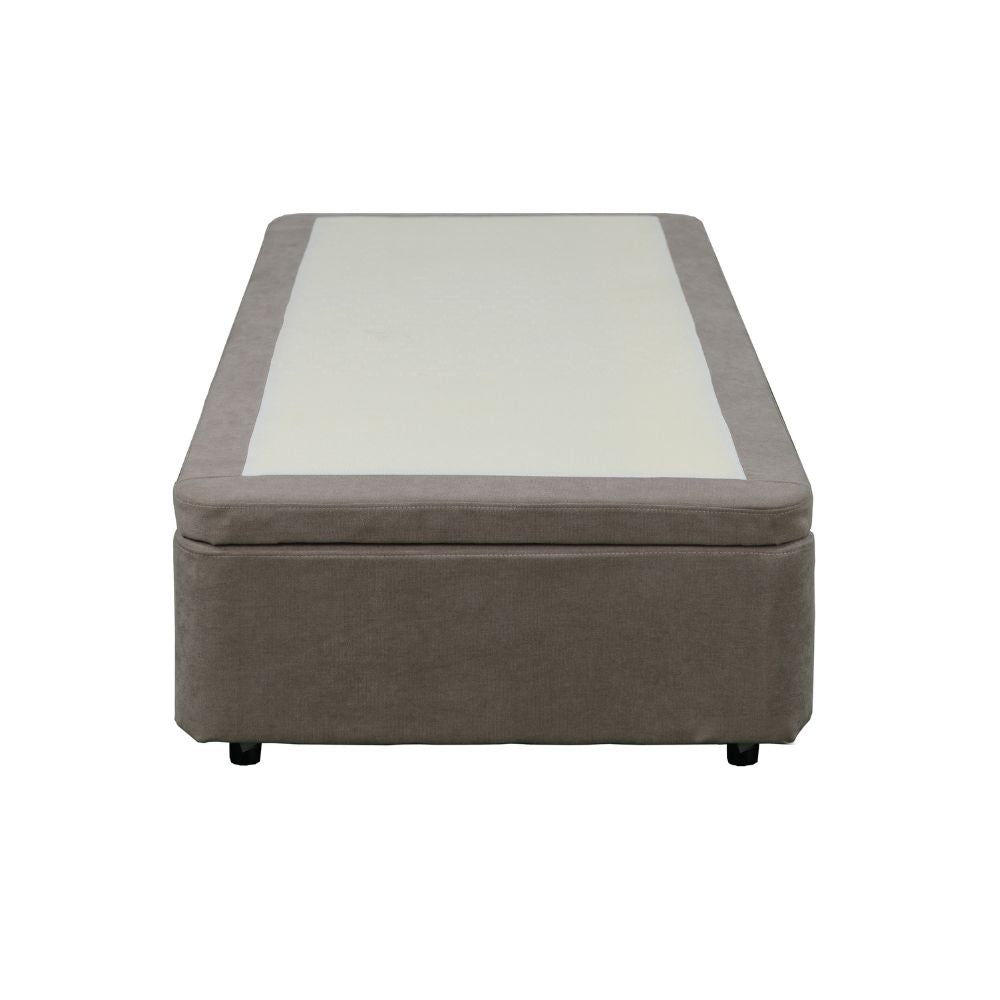 Letto singolo con contenitore in tessuto taupe 82x192x39H Sommier