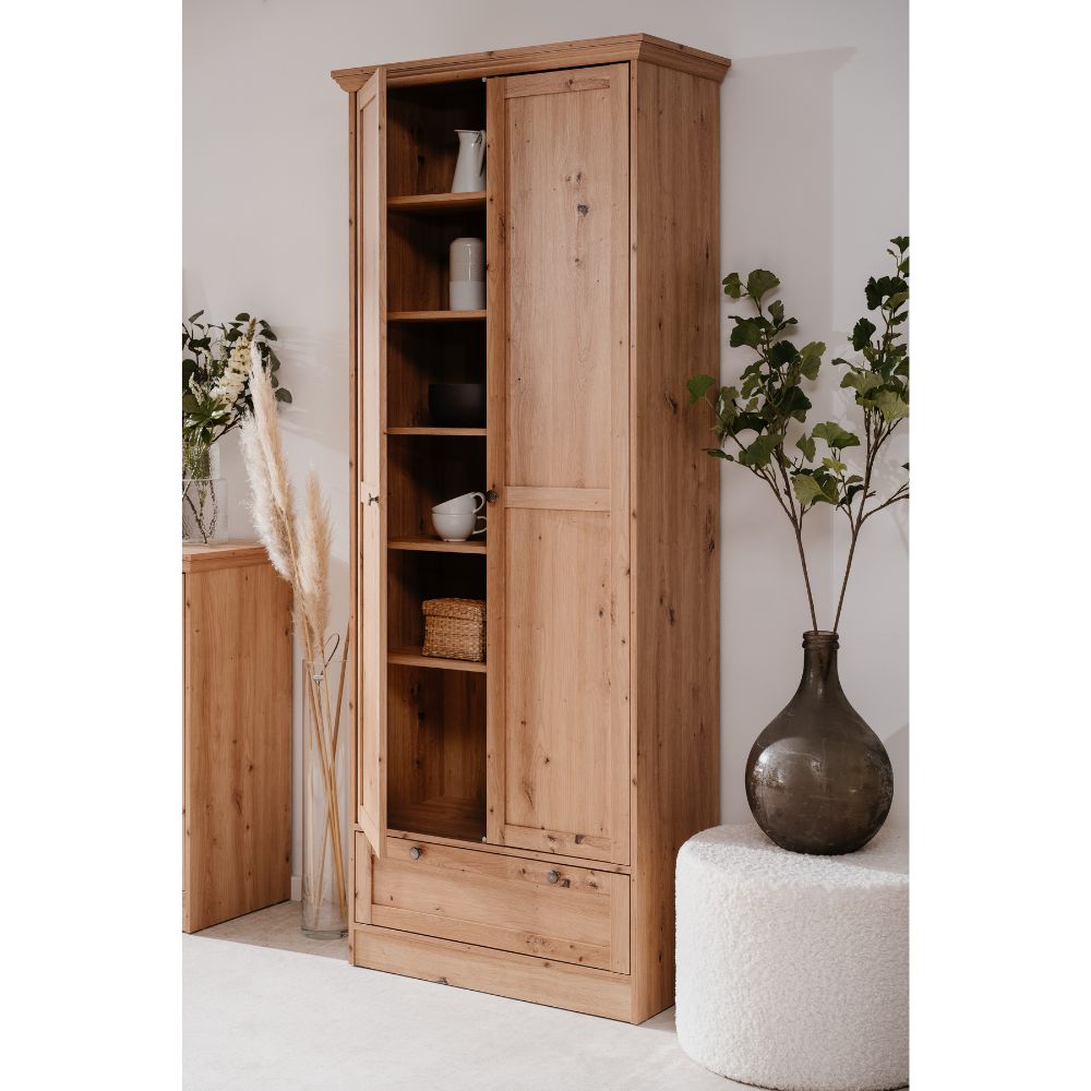 Armadio con 2 ante e cassetto colore rovere anticato 80x200H cm - Tiberio