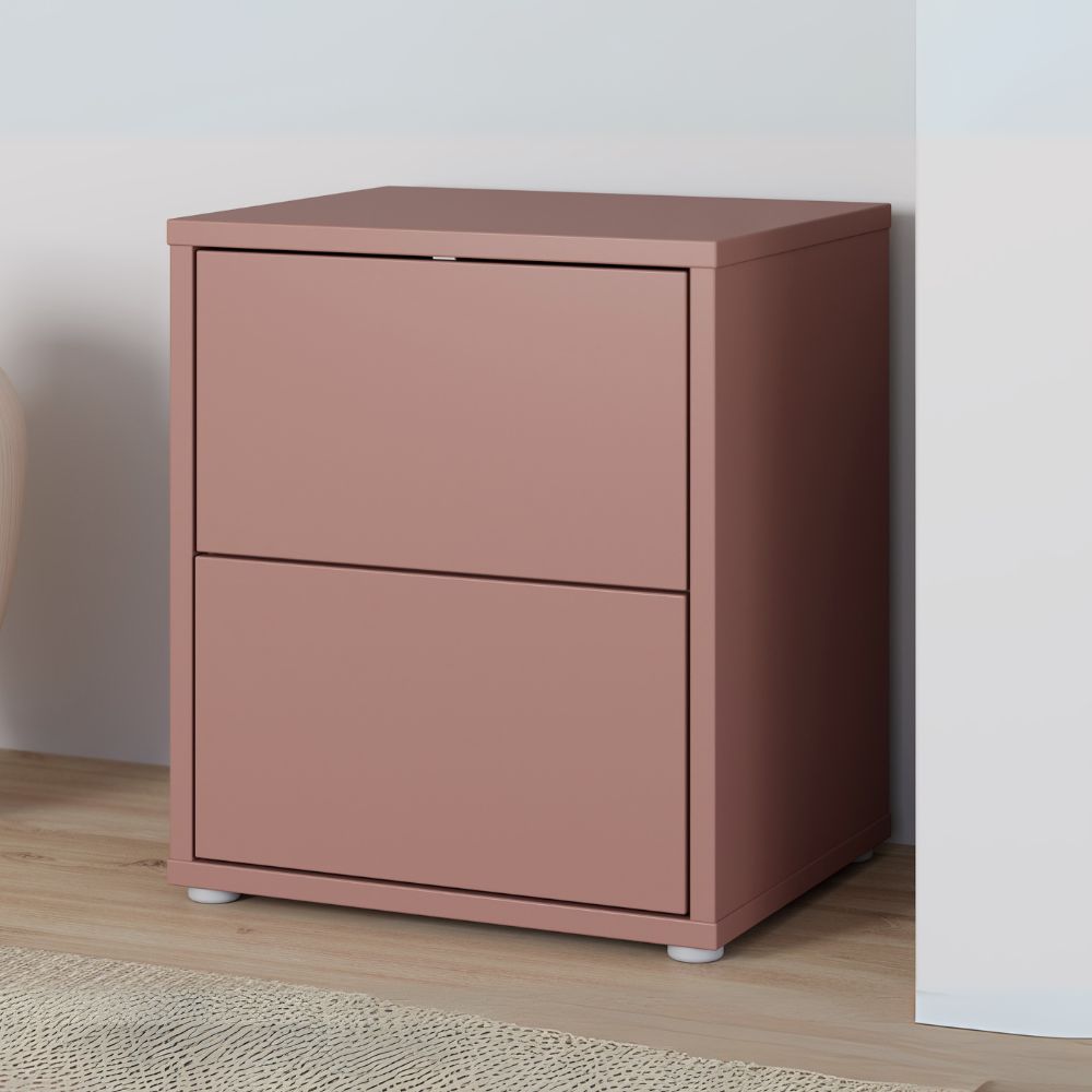 Comodino 2 cassetti colore terracotta 50x41.5x57.5H Medea