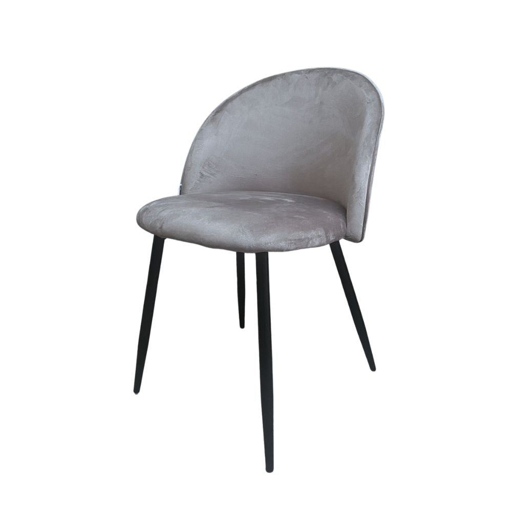 Lot de 4 chaises en tissu gris et pieds en métal noir - Despina