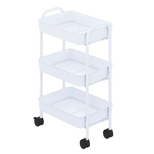 Carrello da cucina 3 ripiani in metallo bianco con ruote - Tier