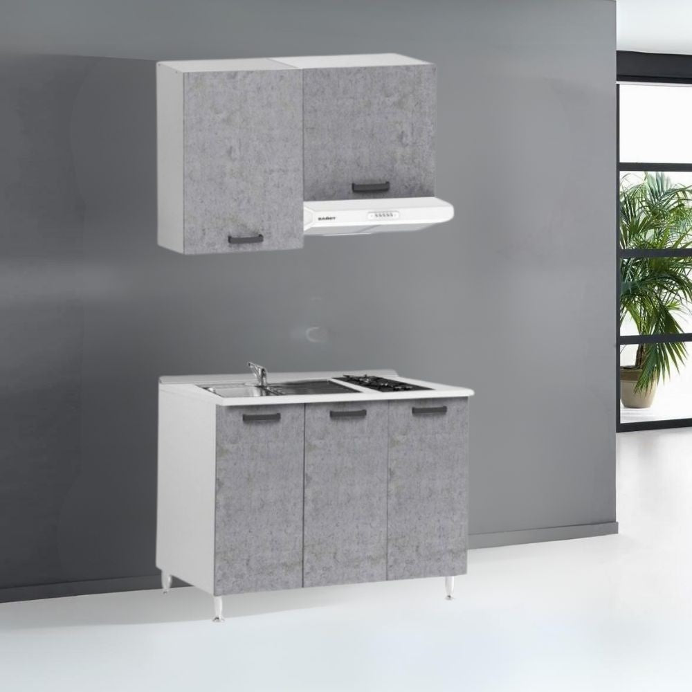 Cucina monoblocco completa colore cemento 120 cm - Sara