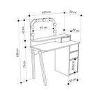 Toeletta da trucco tortora e rovere con specchio e luci LED 105x51.5x131H Avien