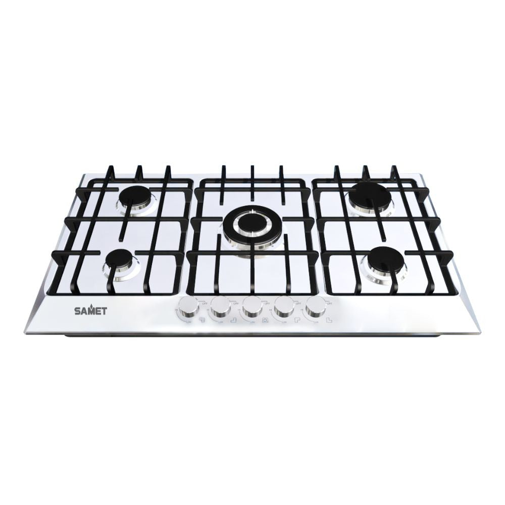 Piano cottura 5 fuochi gas ghisa in acciaio inox Apollo90 Samet