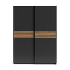 Armadio due ante scorrevoli colore antracite e inserti rovere 150x58,1x204,5H Metropol