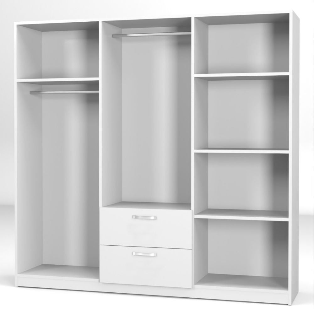 Kleiderschrank mit 6 Türen und 2 Schubladen, Eichefarben, 200x180H cm - GRD4262023