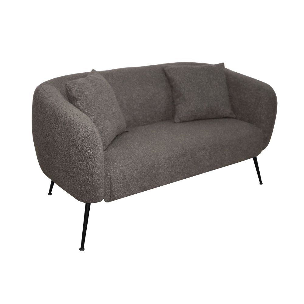 Divano 2 posti in tessuto grigio mouse con piedi neri 141x70x74H Nuvia