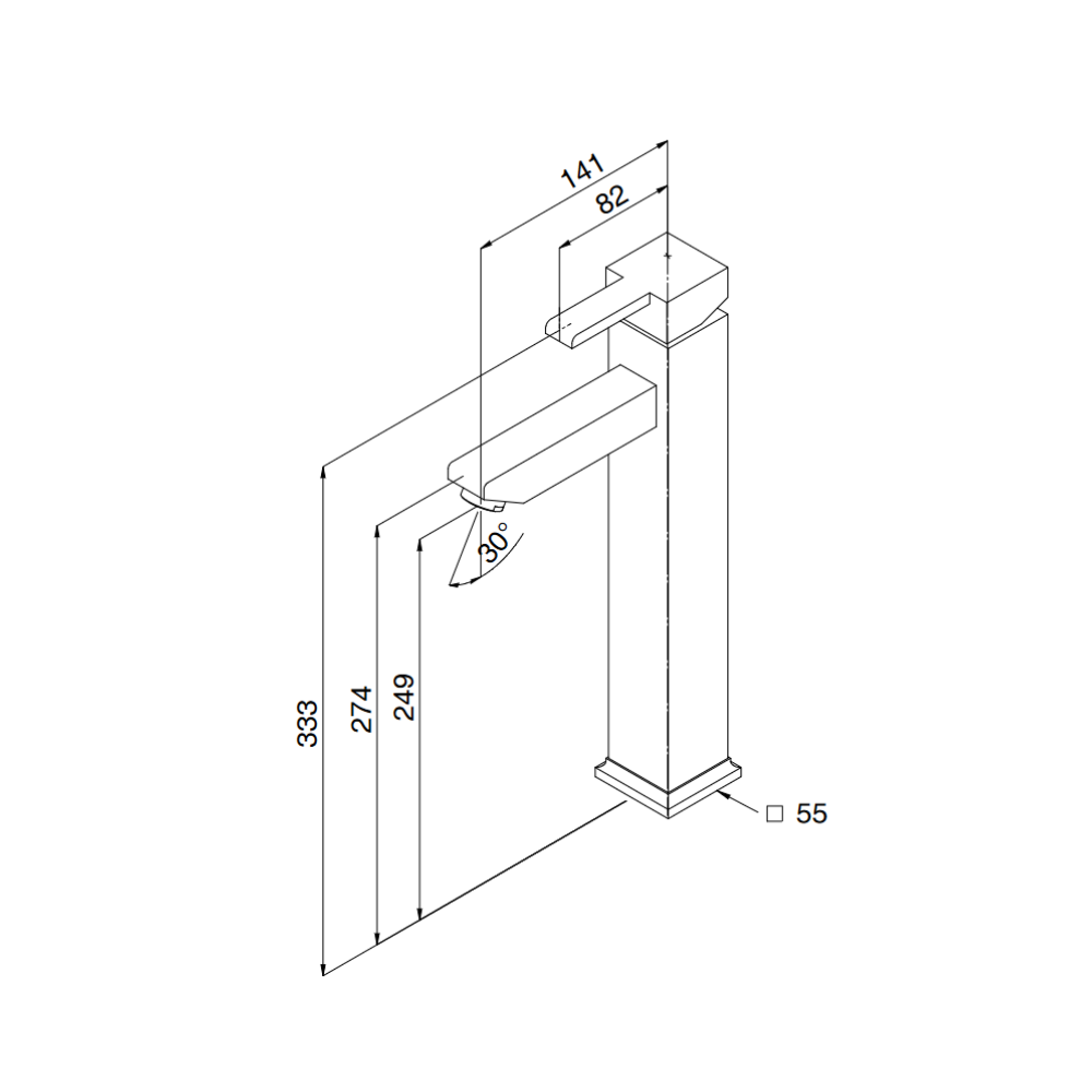 Miscelatore lavabo bagno in ottone finitura cromato - Quadra
