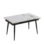 Tavolo allungabile 120x85 con piano in ceramica effetto marmo bianco e gambe nere Expandia