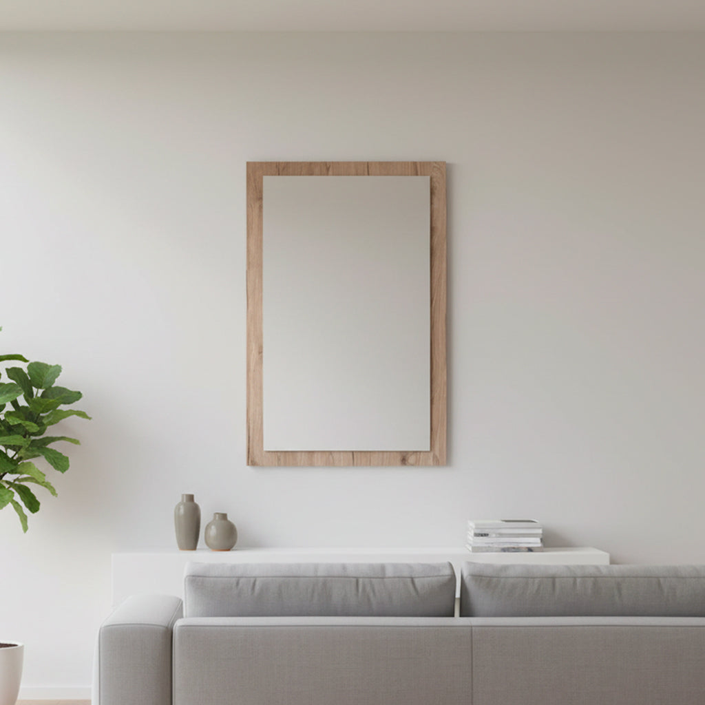 Specchiera rettangolare con cornice rovere 105x60 cm. 0663