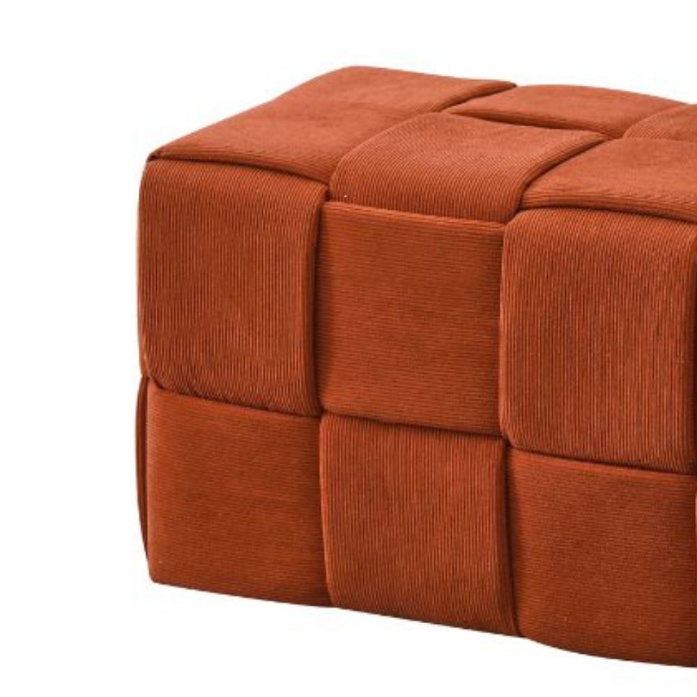 Pouf rettangolare effetto intrecciato colore ruggine 104x39H cm - Artur