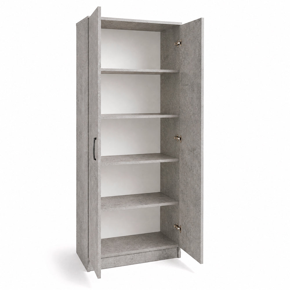 Scarpiera armadio con 2 ante e ripiani colore cemento 71x182H cm - Gabriella