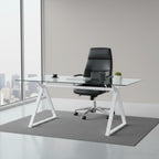 Tavolo da pranzo 180×90 cm in vetro temperato con gambe a cavalletto bianche Skylar