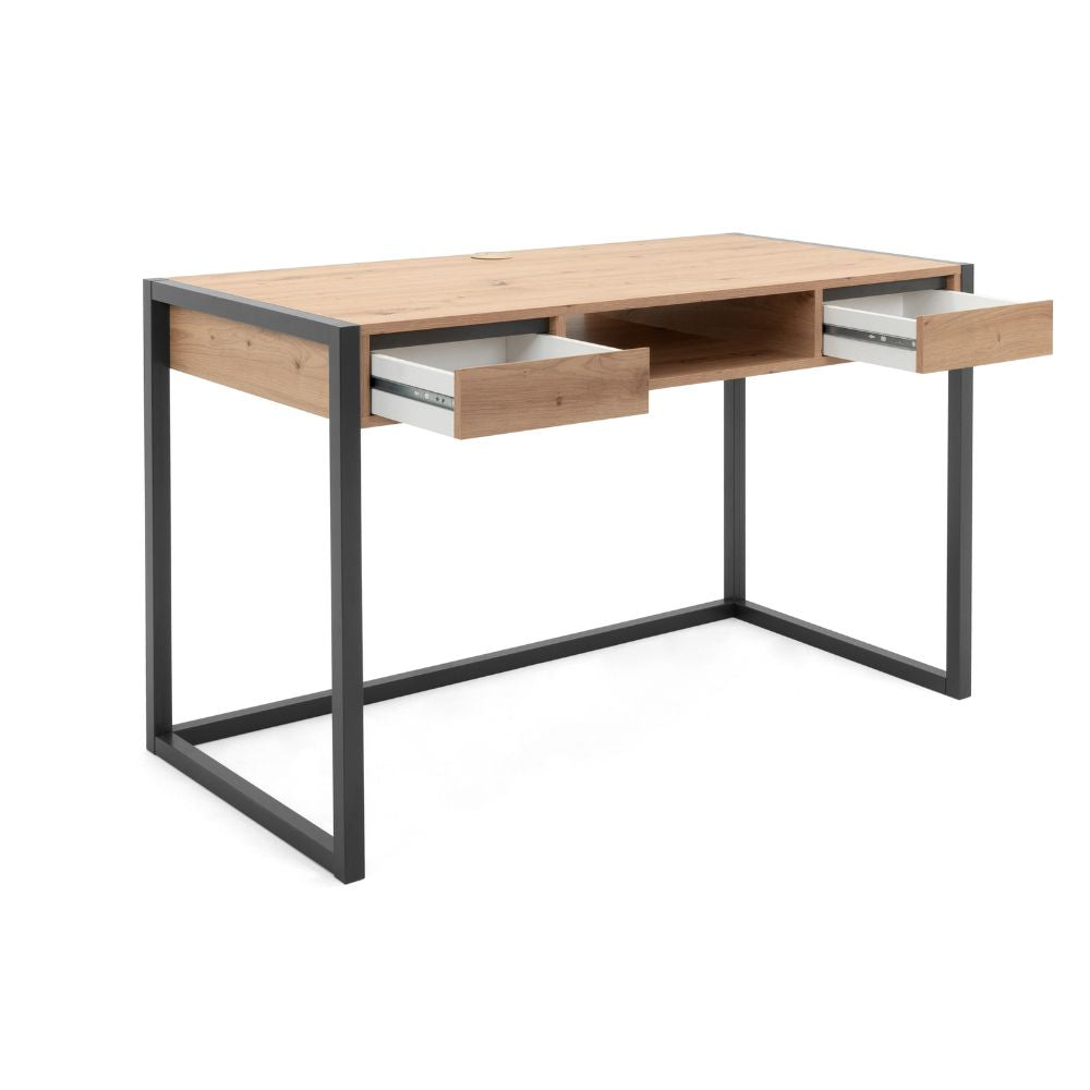 Bureau 120x75H cm coloris chêne et anthracite - Denver 30