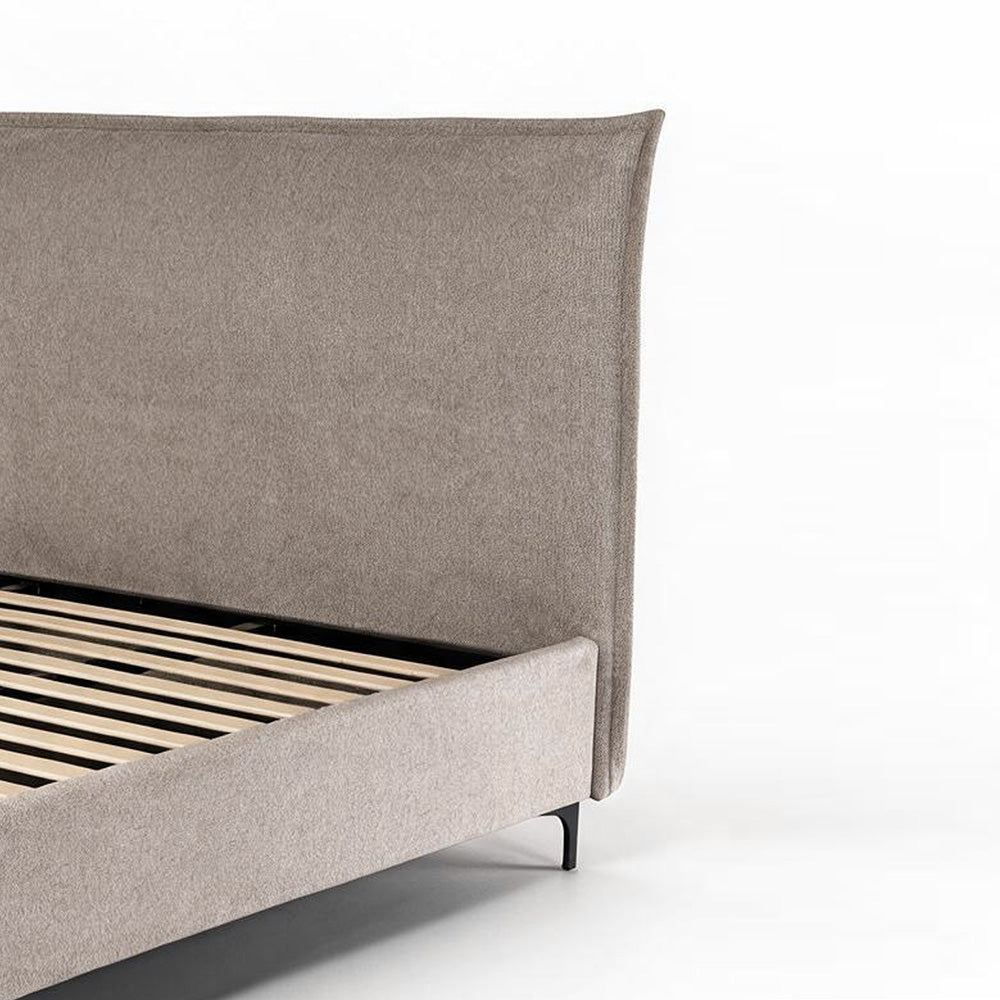 Letto matrimoniale con contenitore in tessuto tortora Line