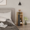 Table basse 25x60h droite de designer couleur chêne clair avec panneau anthracite Elos