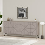 Madia 6 ante con disegno geometrico 184x35x77,4 colore tortora Dune