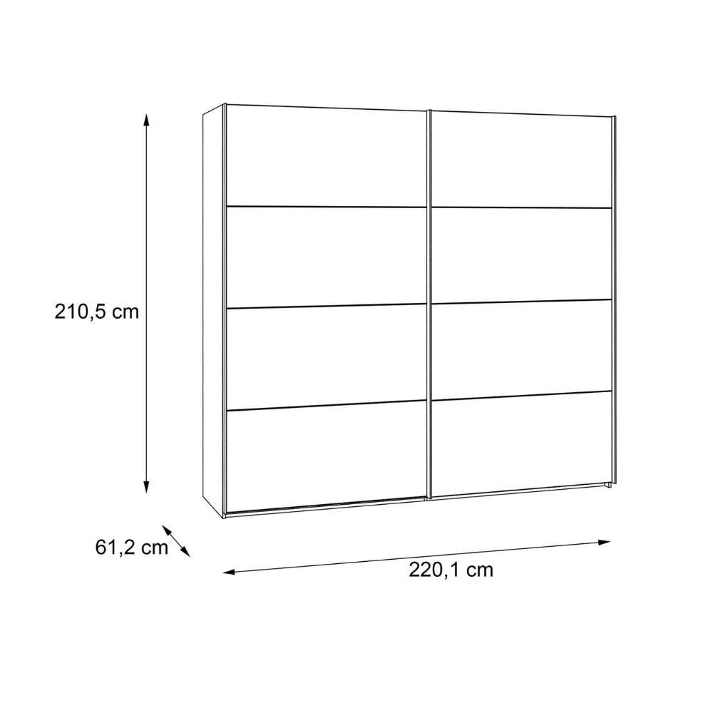 Armadio 2 ante scorrevoli 120x42x190.5H colore quercia e grigio cemento Zeno