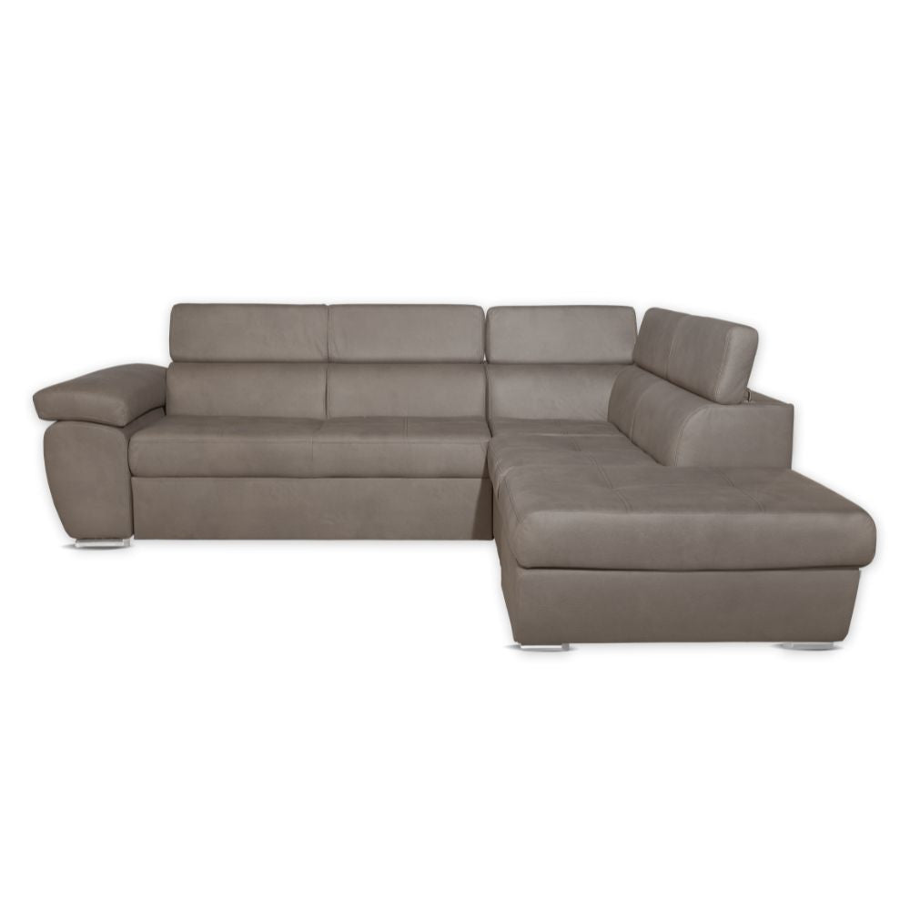 Divano letto angolare con penisola destra colore grigio elephant - Fiona