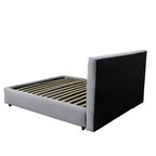 Lit une place et demie avec coffre de rangement en tissu gris clair - Ascoli
