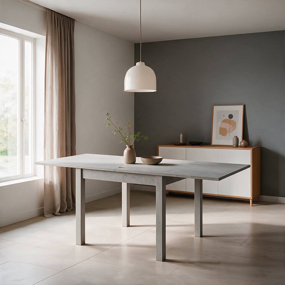 Ausziehbarer quadratischer Tisch, Zementfarben, 90x90 cm - Florenz