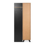 Mobile ingresso con frontale cannettato e anta a tutto specchio colore quercia e antracite 80x190H cm - Medan4
