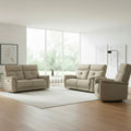 Set divani recliner elettrici 3 posti + 2 posti + poltrona recliner tessuto sabbia Elysio