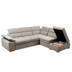 Divano letto angolare reversibile con pouf contenitore tortora Capri