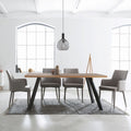 Tavolo fisso 160x80x74H con piano cacao e bordo legno e struttura in acciaio antracite Marburg