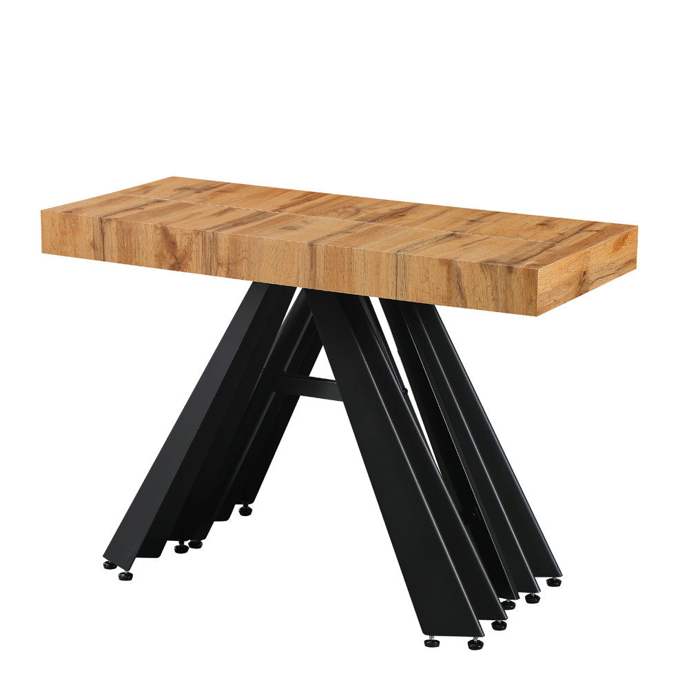 Consolle allungabile piano rovere e gambe in metallo nero Kresio