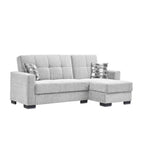 Divano letto con penisola reversibile e doppio contenitore tessuto grigio chiaro - Fermina Lounge