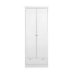 Garderobenschrank/Schuhschrank 80x200h cm mit zwei Türen und Schublade, weiß - Landwood