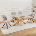 Tavolo in vetro temperato con gambe in legno 160x90 cm - Baito