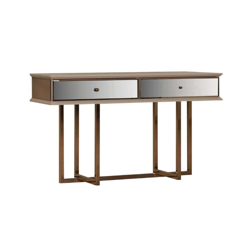Dresser con gambe oro e 2 cassetti finitura vizon cream 140.4x80.3H cm - Eliza
