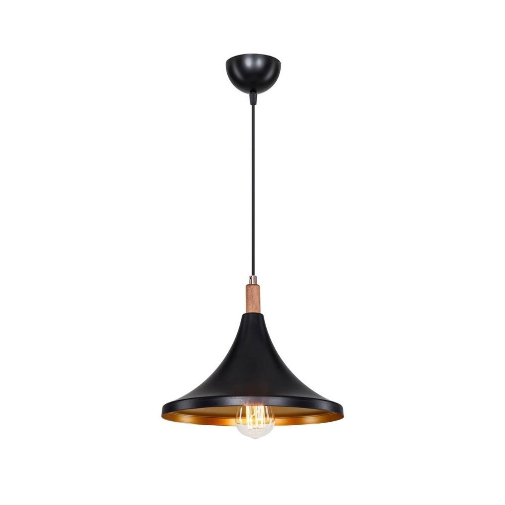 Lampada a sospensione 70h cm colore nero e oro Kano