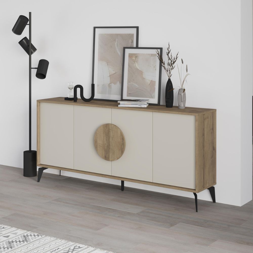 Madia 4 ante colore noce e sandstone 180x35,6x82 Gora180