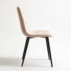 Set 6 sedie imbottite in tessuto beige con gambe in metallo nero Fender