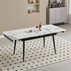 Tavolo allungabile 120x85 con piano in ceramica effetto marmo bianco e gambe nere Expandia